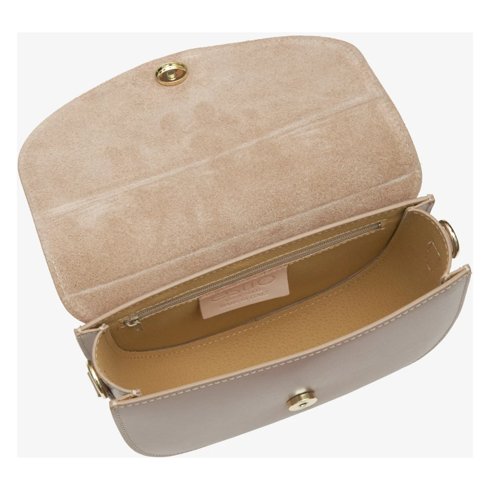 Estro Dames Beige Schoudertas gemaakt van Italiaans Echt Leer Er00114769 Beige Dames
