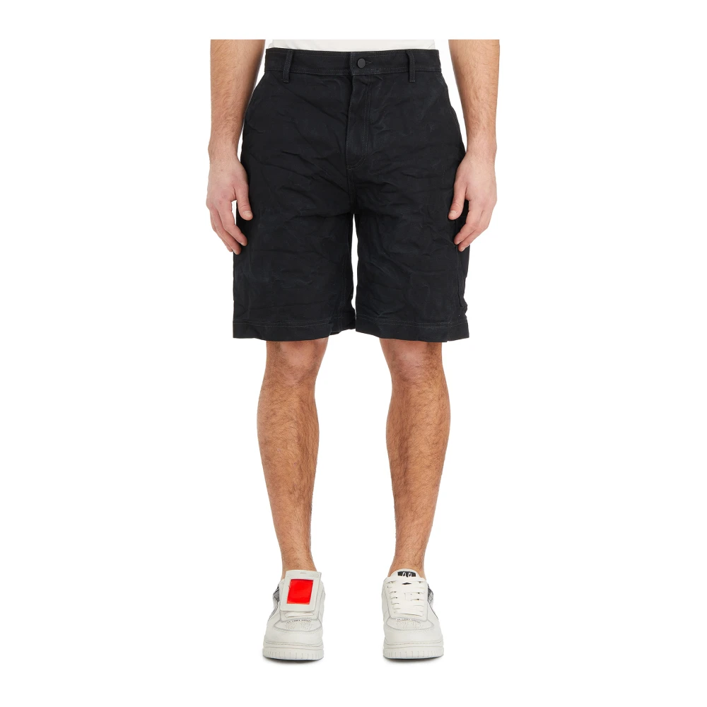 44 Label Group Katoenen Carpenter Bermuda Shorts Black Heren