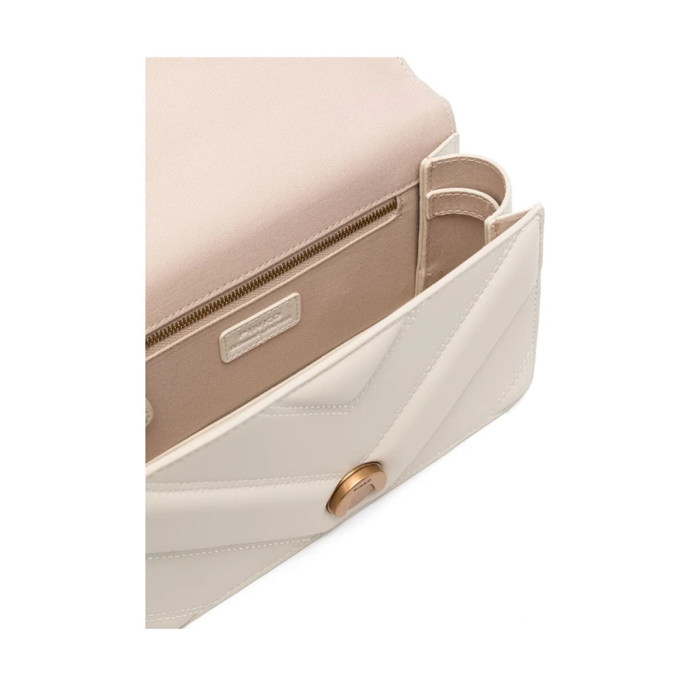 pinko Witte Leren Schoudertas met Ketting White Dames