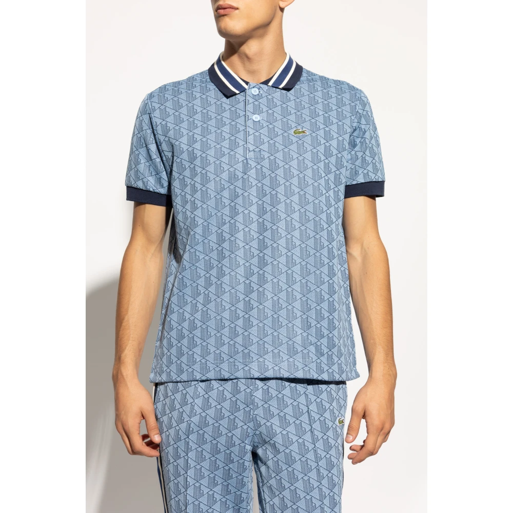 Lacoste Polo met monogram Blue Heren