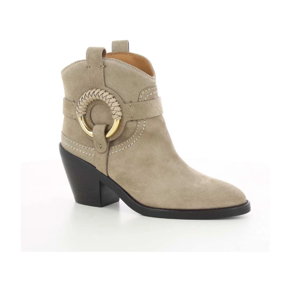 See by Chloé Stijlvolle Beige Hana W23 Enkellaarzen met Hak Beige Dames