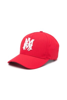 casquette-rouge-en-toile-avec-bouton-et-logo