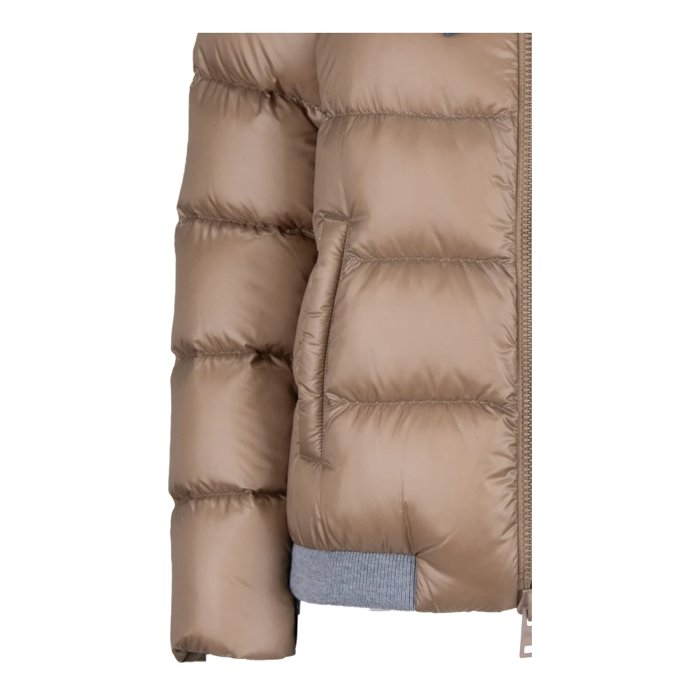 Herno High Collar Down Jacket met Rits Beige Dames