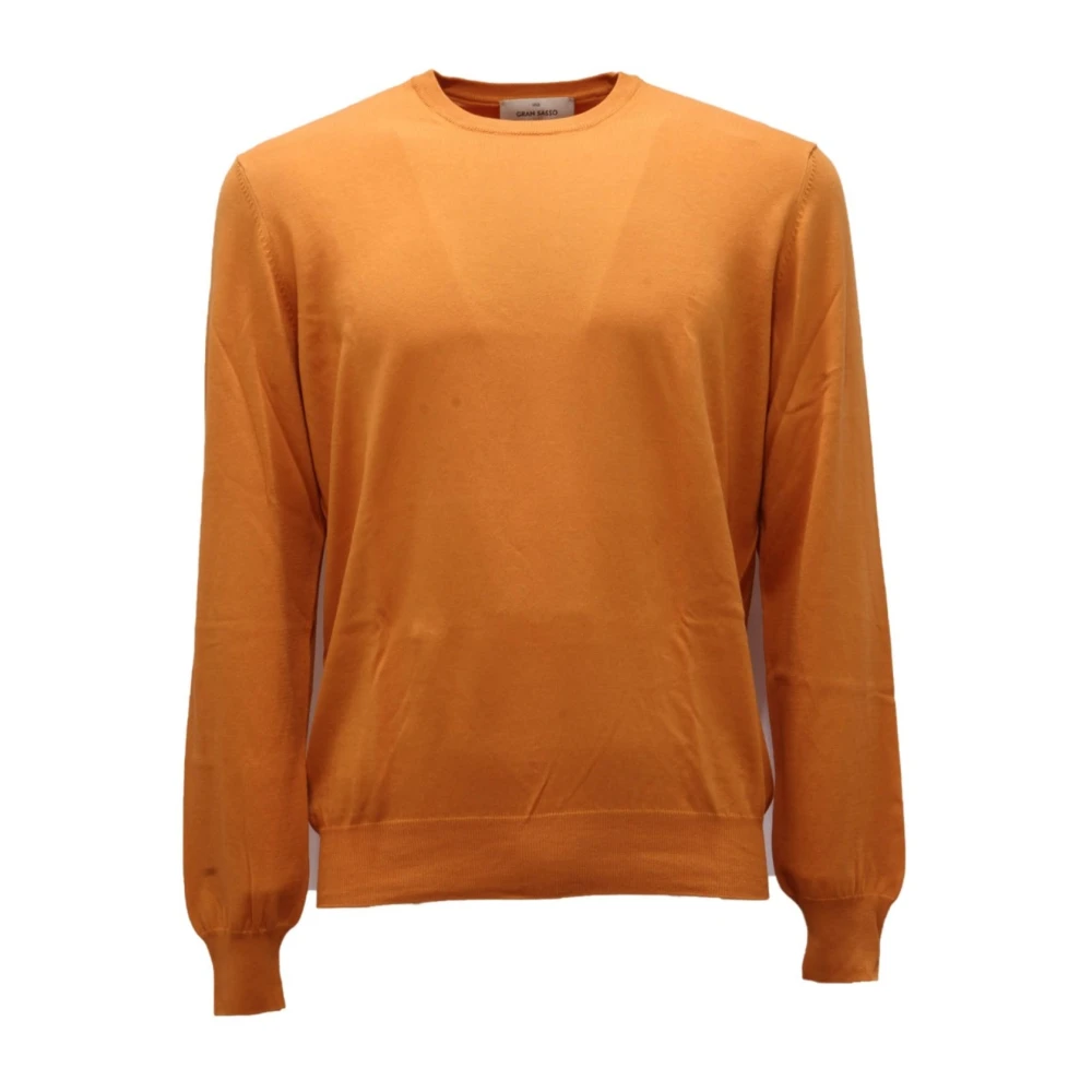 Gran Sasso Men's Orange Round-Neck Knitwear, 3XL, Cotton Jumper