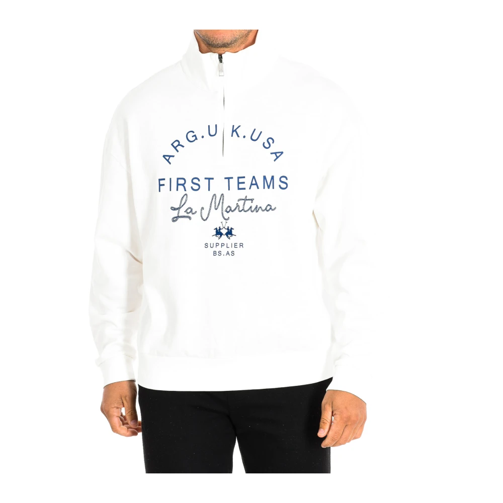 La Martina Men's White Zip-Up Sweatshirt
