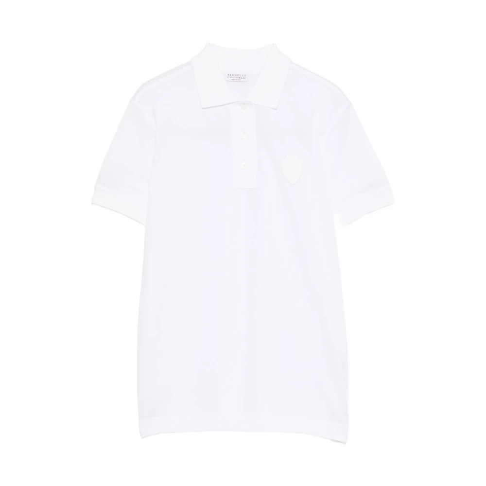 Brunello Cucinelli White Polo Shirts, Female, S, Stretch Cotton Piqué Polo Shirt