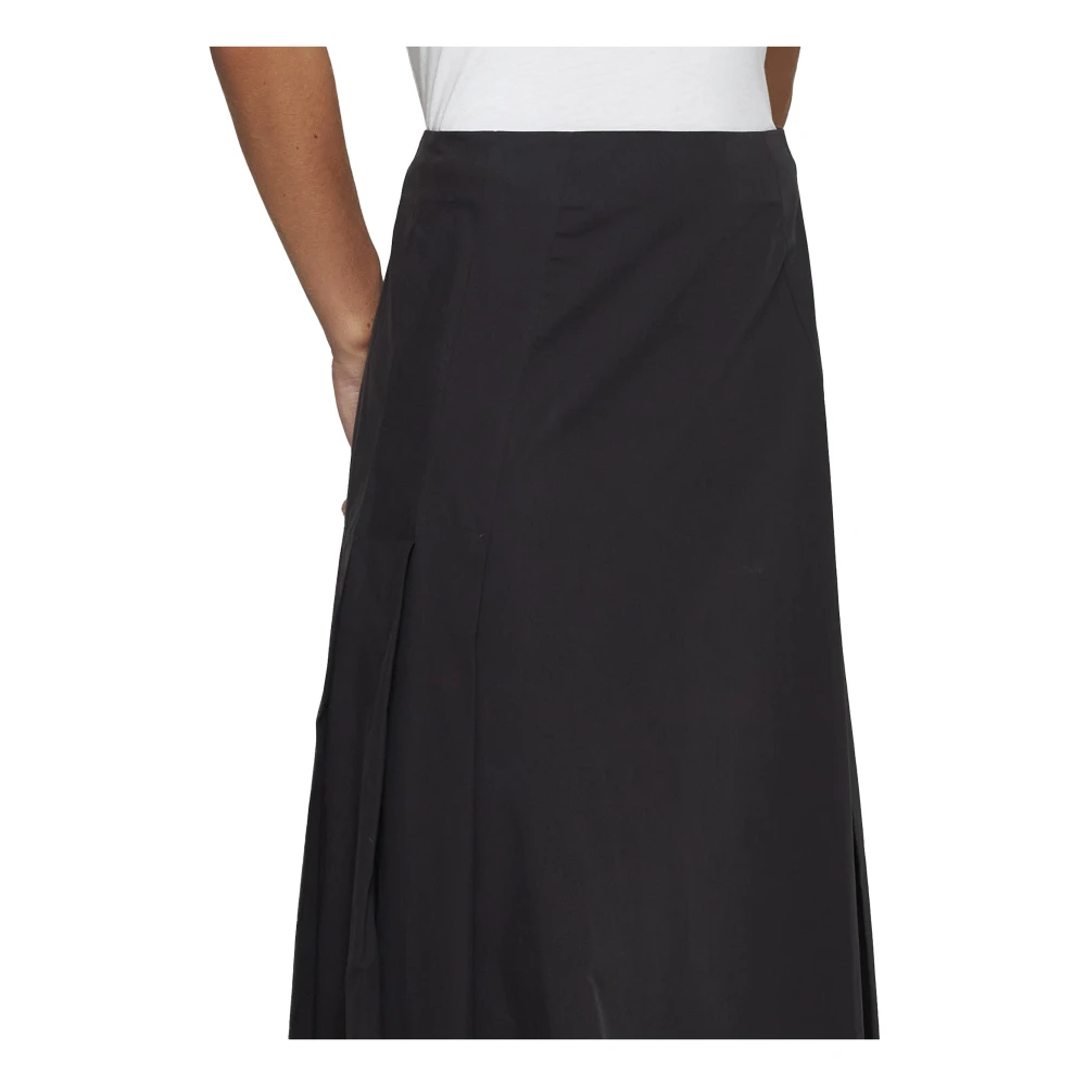 Studio Nicholson Geplooide Maxi Rok van Katoen Black Dames