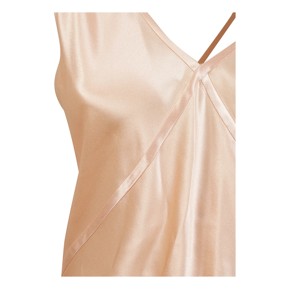 Saint Laurent Zijden Midi Jurk Beige Dames