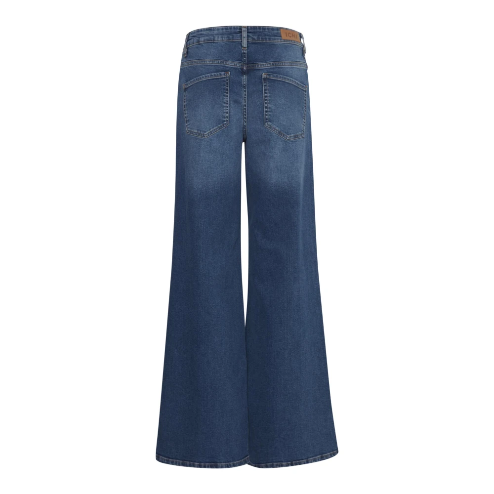 Ichi Groene katoenblend jeans met zakken Blue Dames