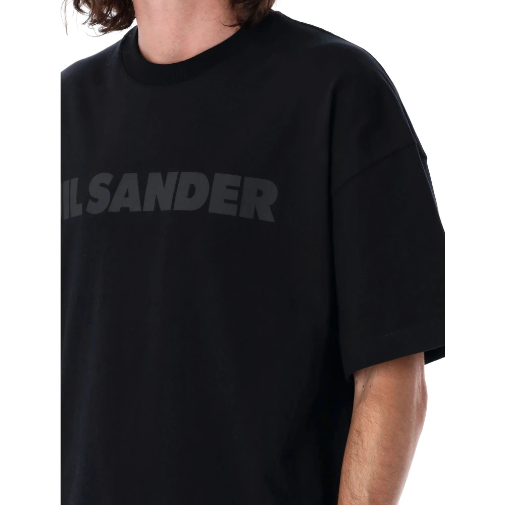 Jil Sander Zwart Logo T-Shirt Oversized Pasvorm Black Heren