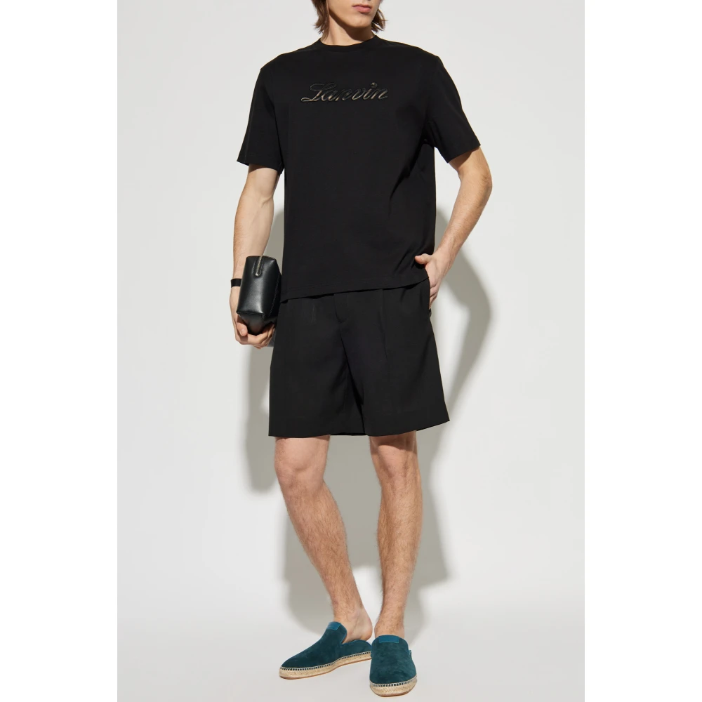 Lanvin T-shirt met geborduurd logo Black Heren