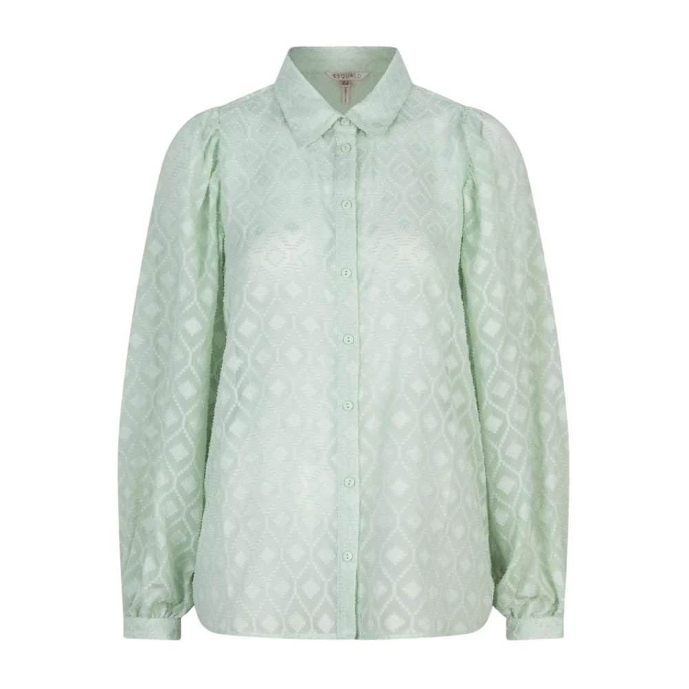 Esqualo blouse basic fancy plumetis Sp24.14025 357 pistache Green Heren