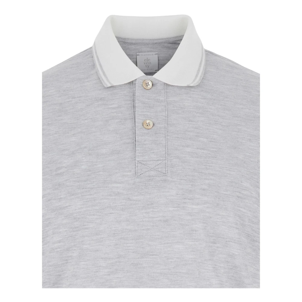 Eleventy Grijze Polo Shirt met Korte Mouwen Gray Heren