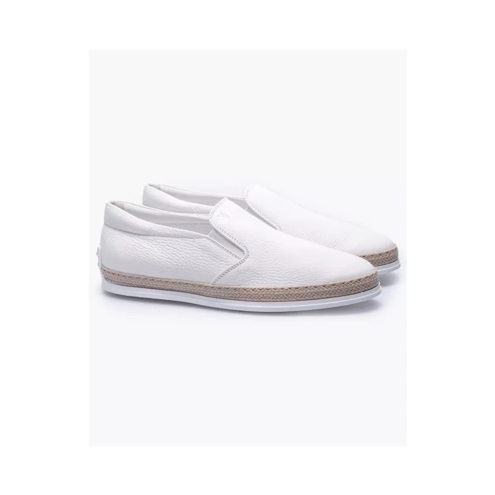 Tod's Slip-On Espadriller i kornigt läder - Vit, Storlek 8 1/2 White, Herr