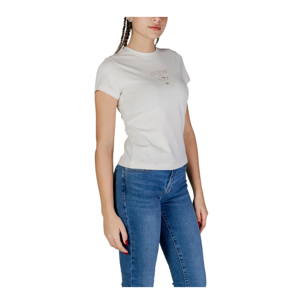 Guess Geborduurd Logo T-shirt voor Vrouwen White Dames