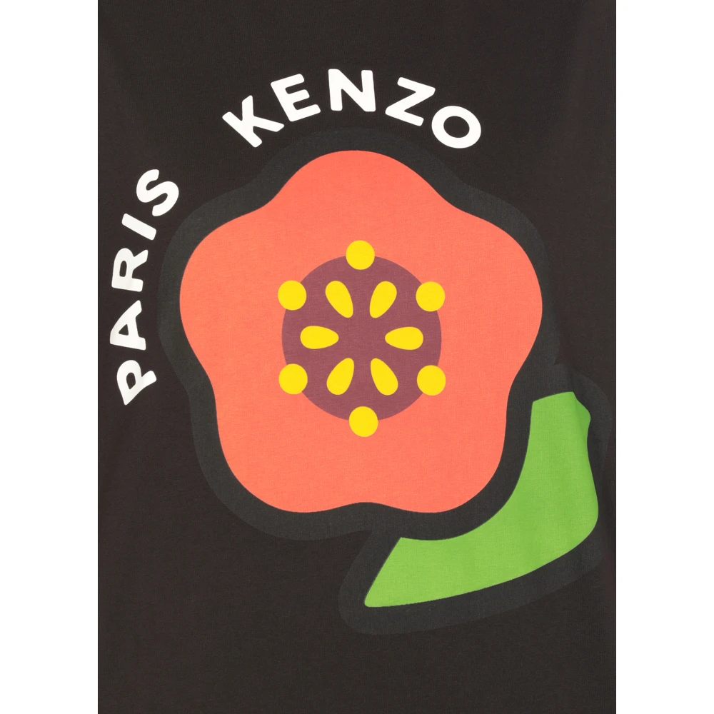 Kenzo Zwart Katoenen T-shirt met Logo Print Black Dames