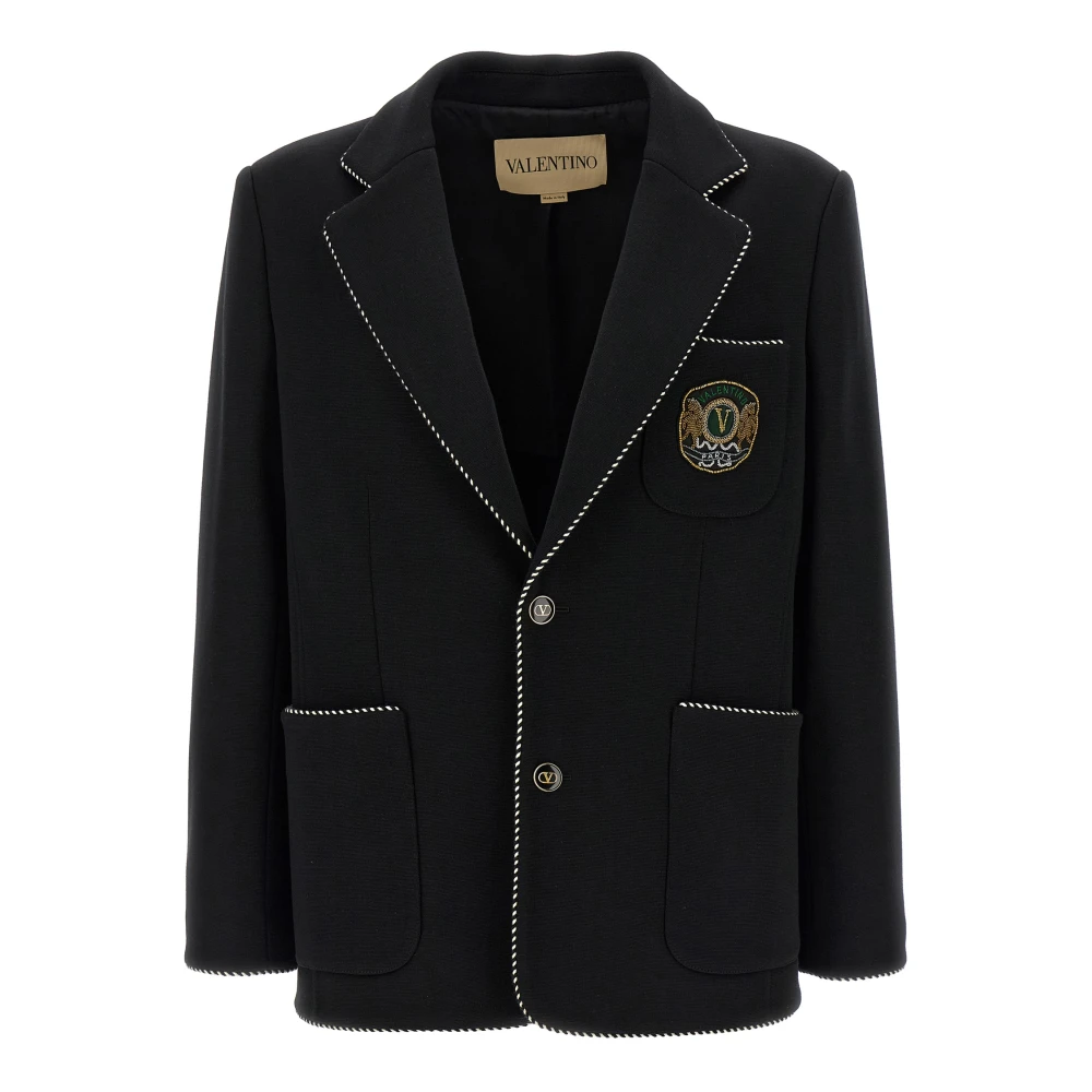 Valentino Garavani Men's Black Single-Breasted Wool Blazer