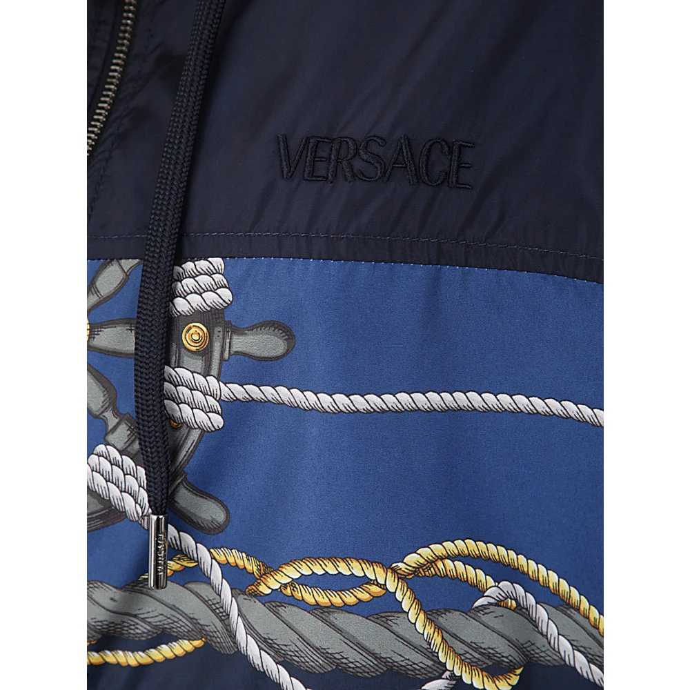 Versace Blouson met nautische print en borduurwerk Blue Heren