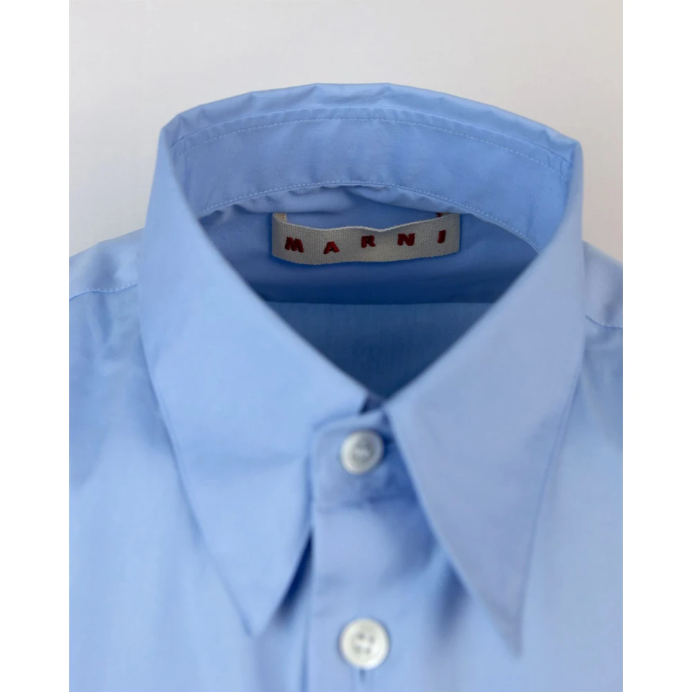Marni Blauw katoenen overhemd met lange mouwen Blue Heren