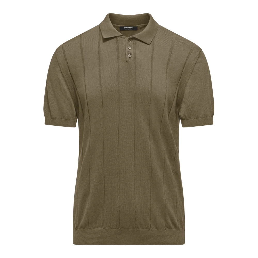 Bomboogie Uomo Verde - Maglione Di Cotone Con Ampio Collo A Costine - Knitwear - L