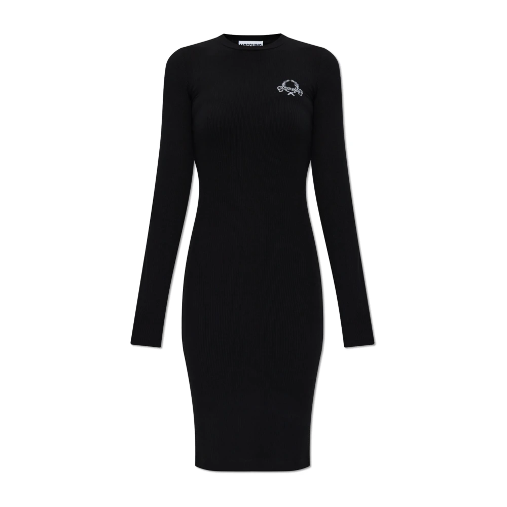 Moschino Jurk met logo Black Dames