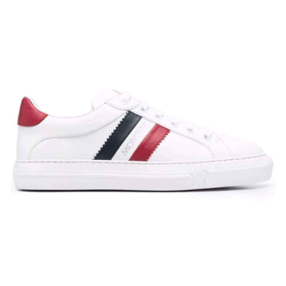 Moncler Leren Sneakers met Zijstreep Dames Schoenen Wit