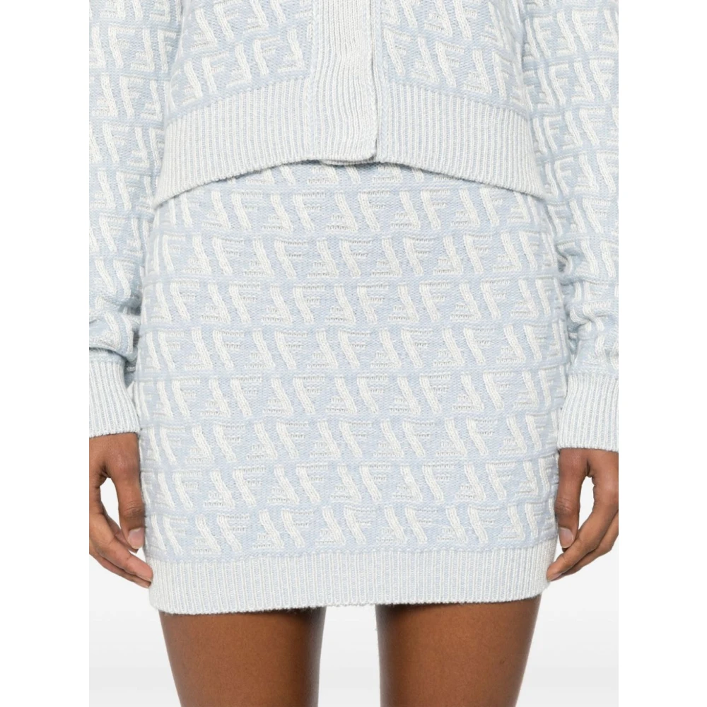 Fendi Heldere Blauwe Zijden Draad Rok Blue Dames