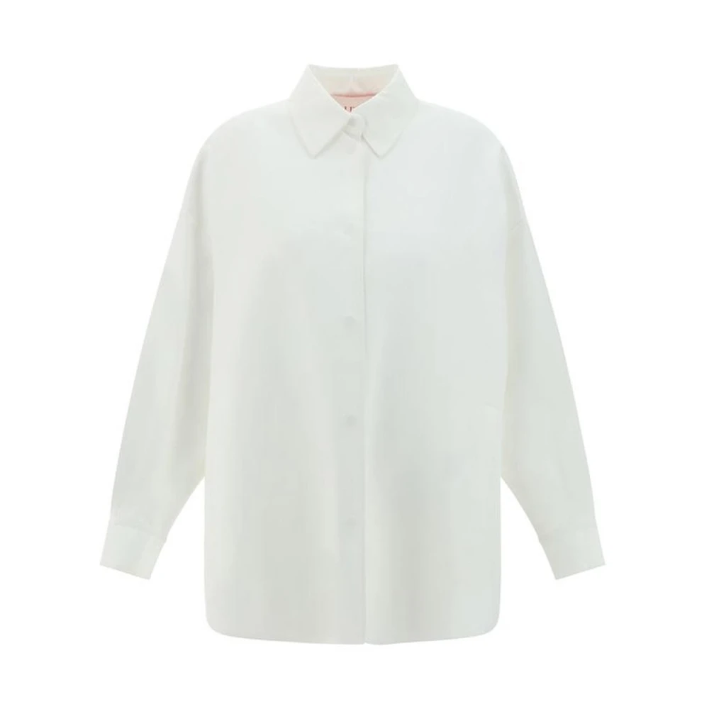 Valentino Oversized Katoenen Overhemdjasje met Drukknoopsluiting White Dames