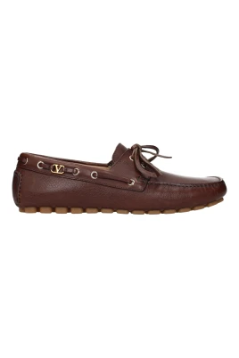 Brun läder Slip-On Loafers Vintage Stil
