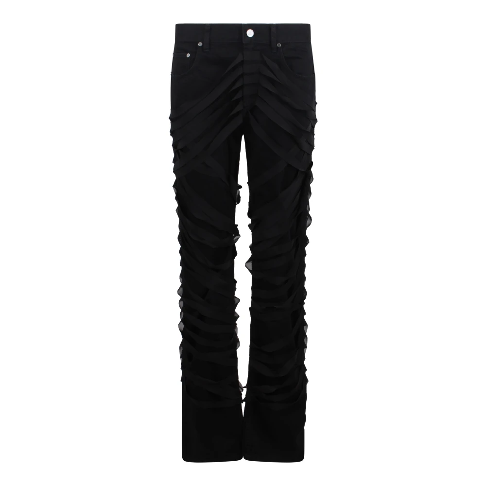 Helmut Lang Ribbon Jeans met Transparante Linten Black Dames