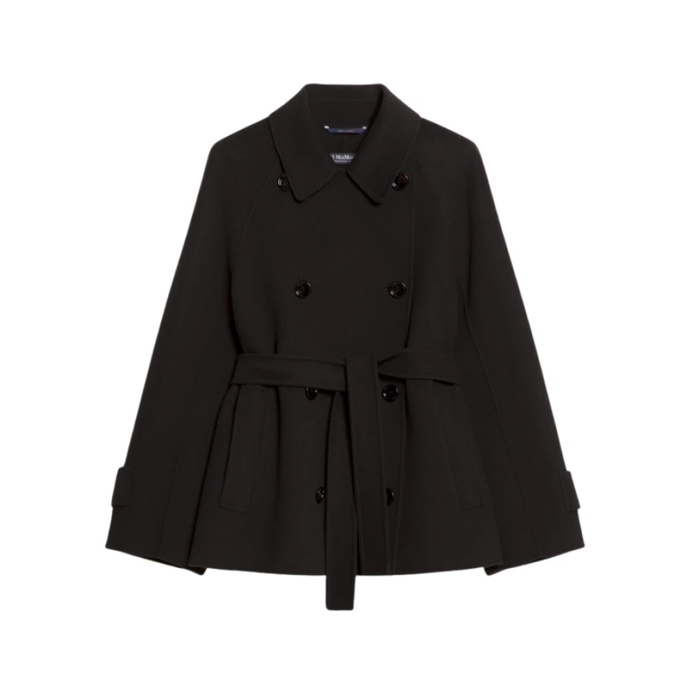 Max Mara Elegante Trenchcoat met Brede Revers Black Dames