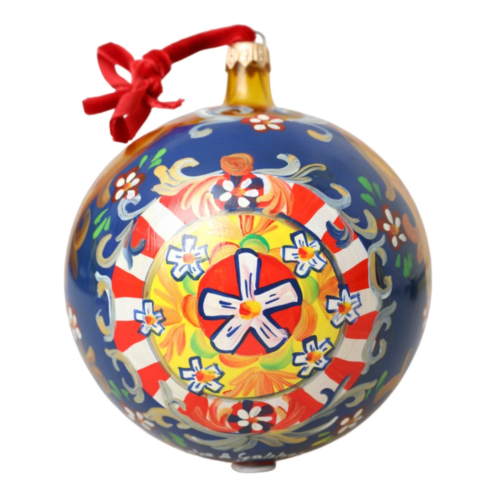 Dolce & Gabbana Goudkleurige Carretto Print Kerstornament Multicolor Unisex