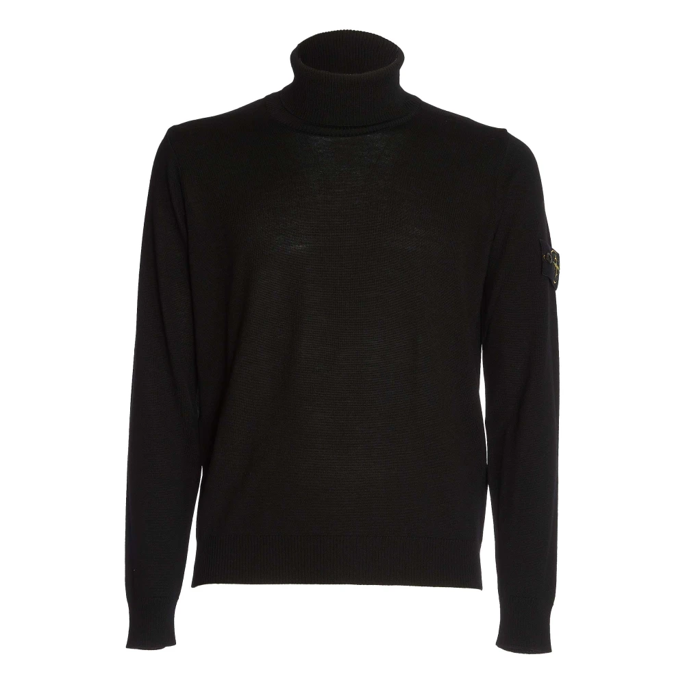 Stone Island Geribbelde Coltrui Sweater Aw24 Black Heren