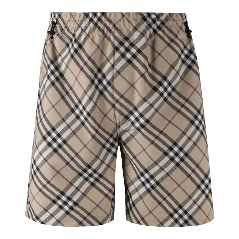 Burberry Geruite Shorts met Klepzak Beige Heren