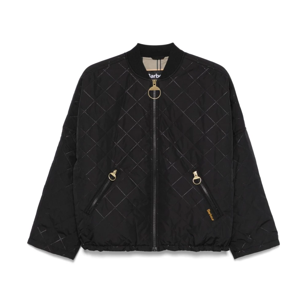 Barbour Zwarte bomberjack met ritssluiting Black Dames
