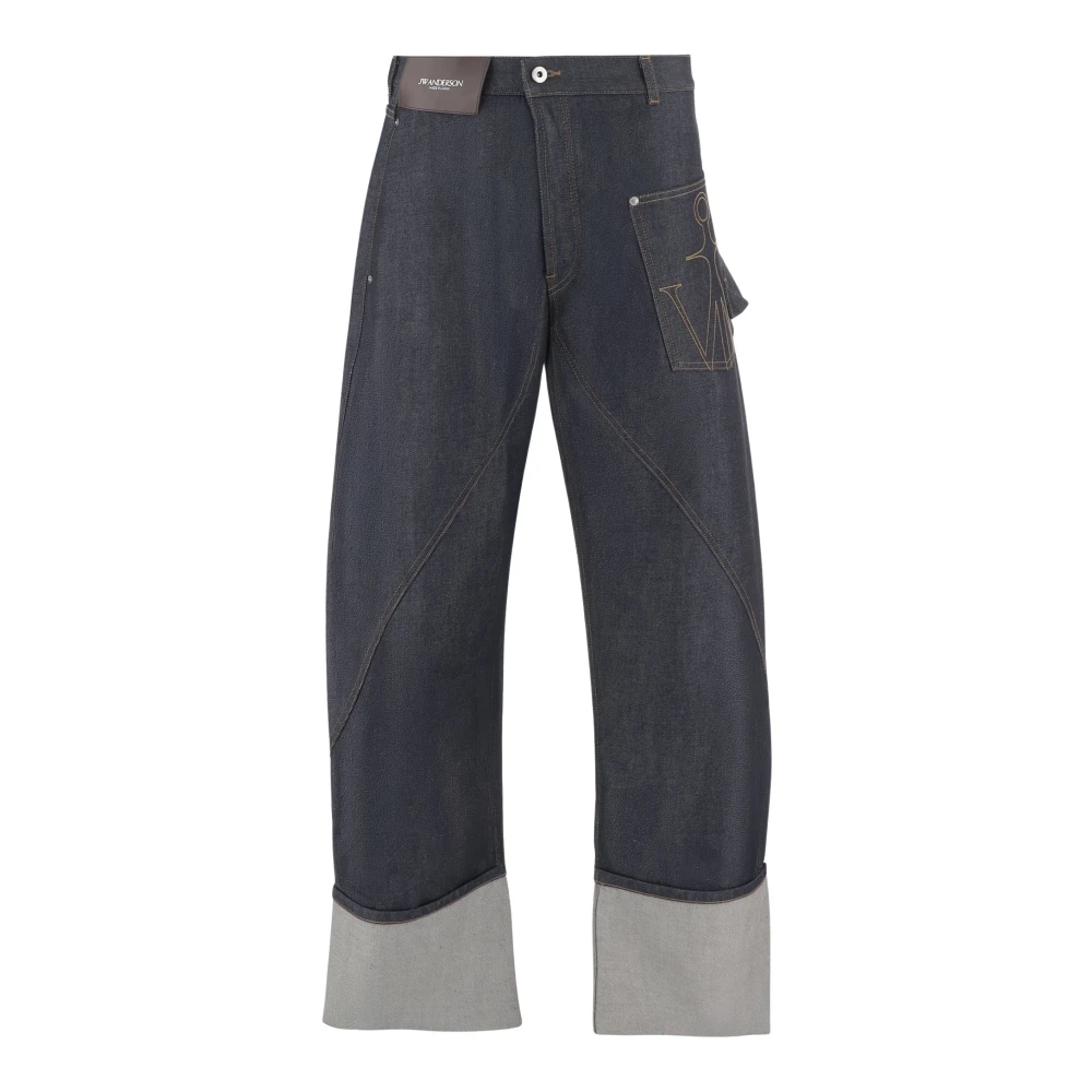 Jw Anderson , Wide Jeans, Male, Blue, W32, Twisted Wide-Leg Jeans