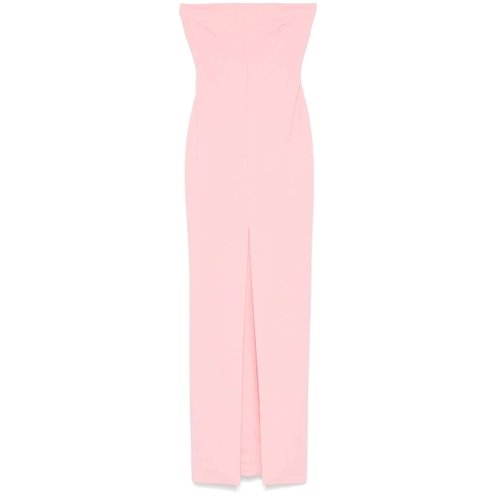 Solace London Roze Strapless Crepe Jurk met Split Pink Dames
