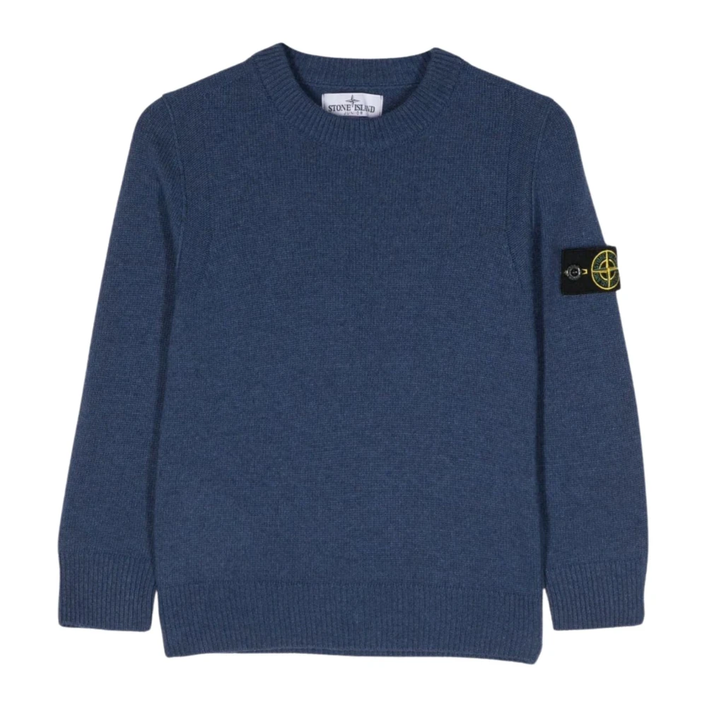 Stone Island Blå Crewneck Tröja Logo Detalj Blue, Pojke