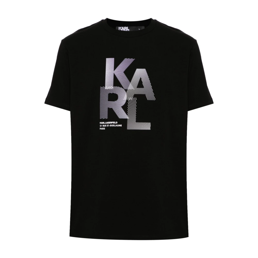 Karl Lagerfeld Logo Print Crew Neck T-shirts Black Heren