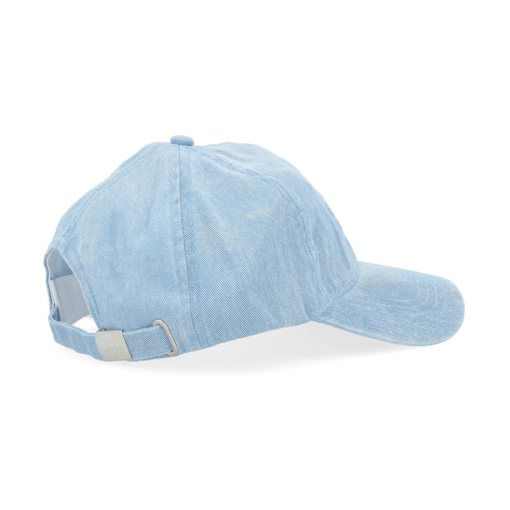 Ganni Denim Cap Hat Baby Blue Dames