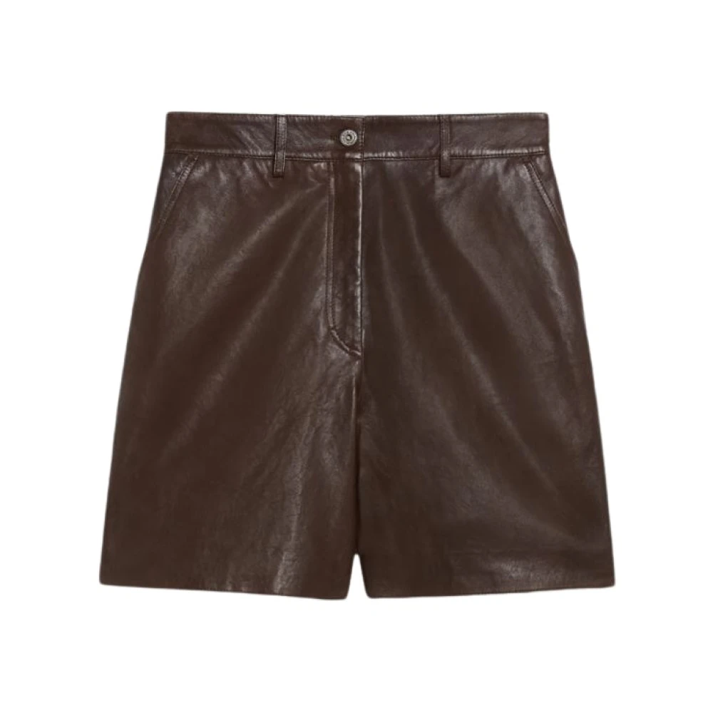 Max Mara Weekend Stijlvolle lamsleren shorts Brown Dames