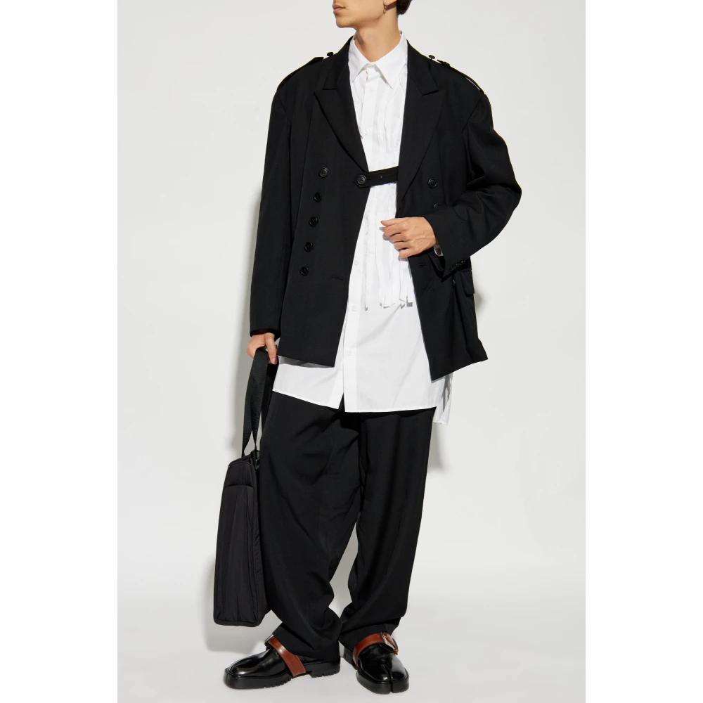 Y-3 Lange geplooide overhemd White Heren