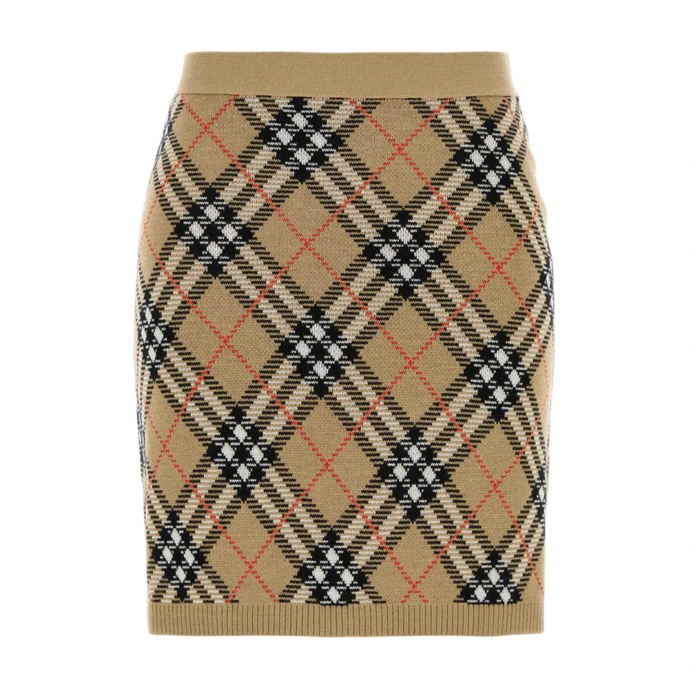 Burberry Vrouw Multicolor Check Knit Pencil Skirt