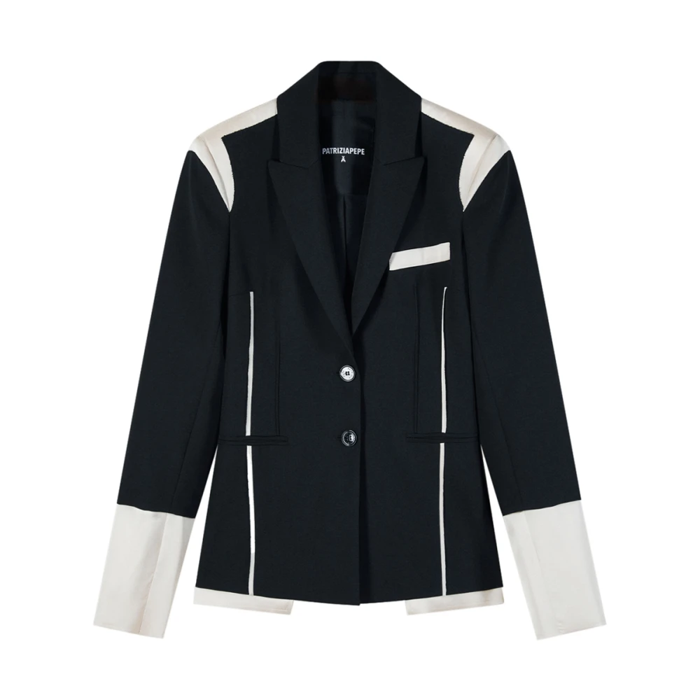 Patrizia Pepe Women's Black Colour Block Slim Blazer - Blazers - M - Jackets