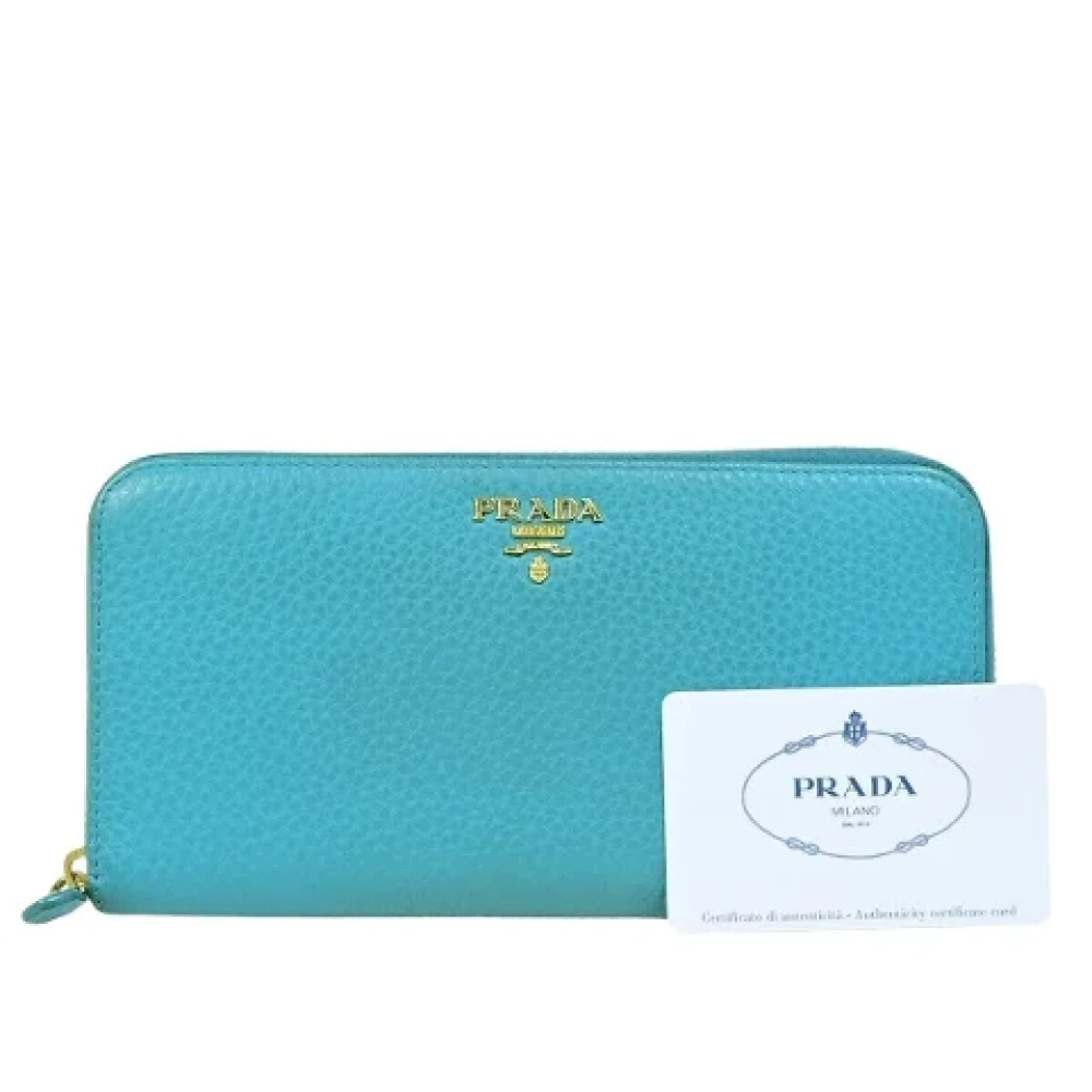 Prada Vintage Pre-owned Leather wallets Blue Dames