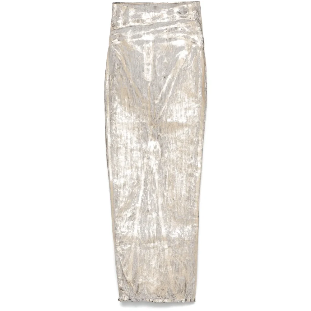 Rick Owens Gouden Rok met Rafelzoom Yellow Dames