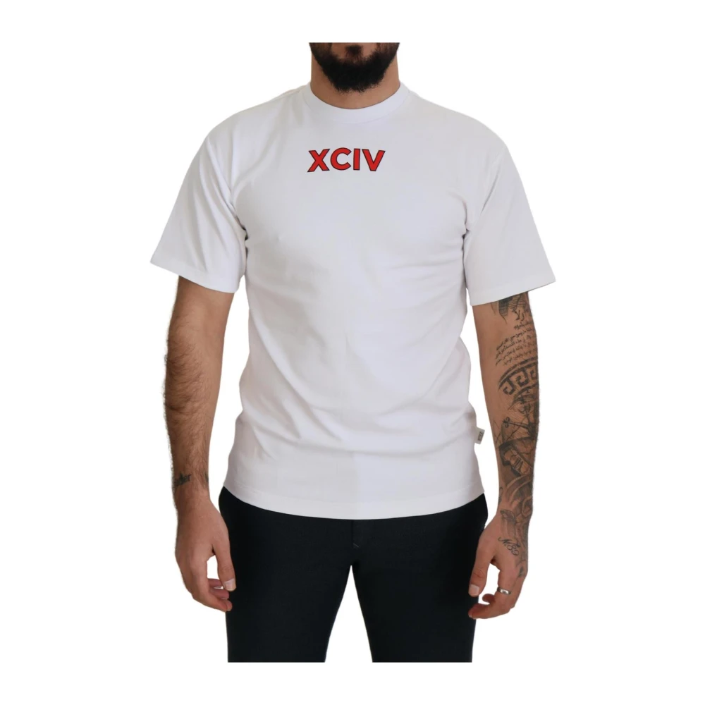 Gcds Men's White Graphic Tee Short Sleeves