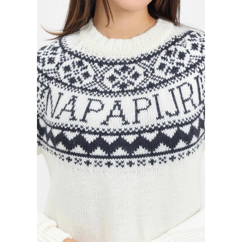 Napapijri Witte Retro Jacquard Trui White Dames