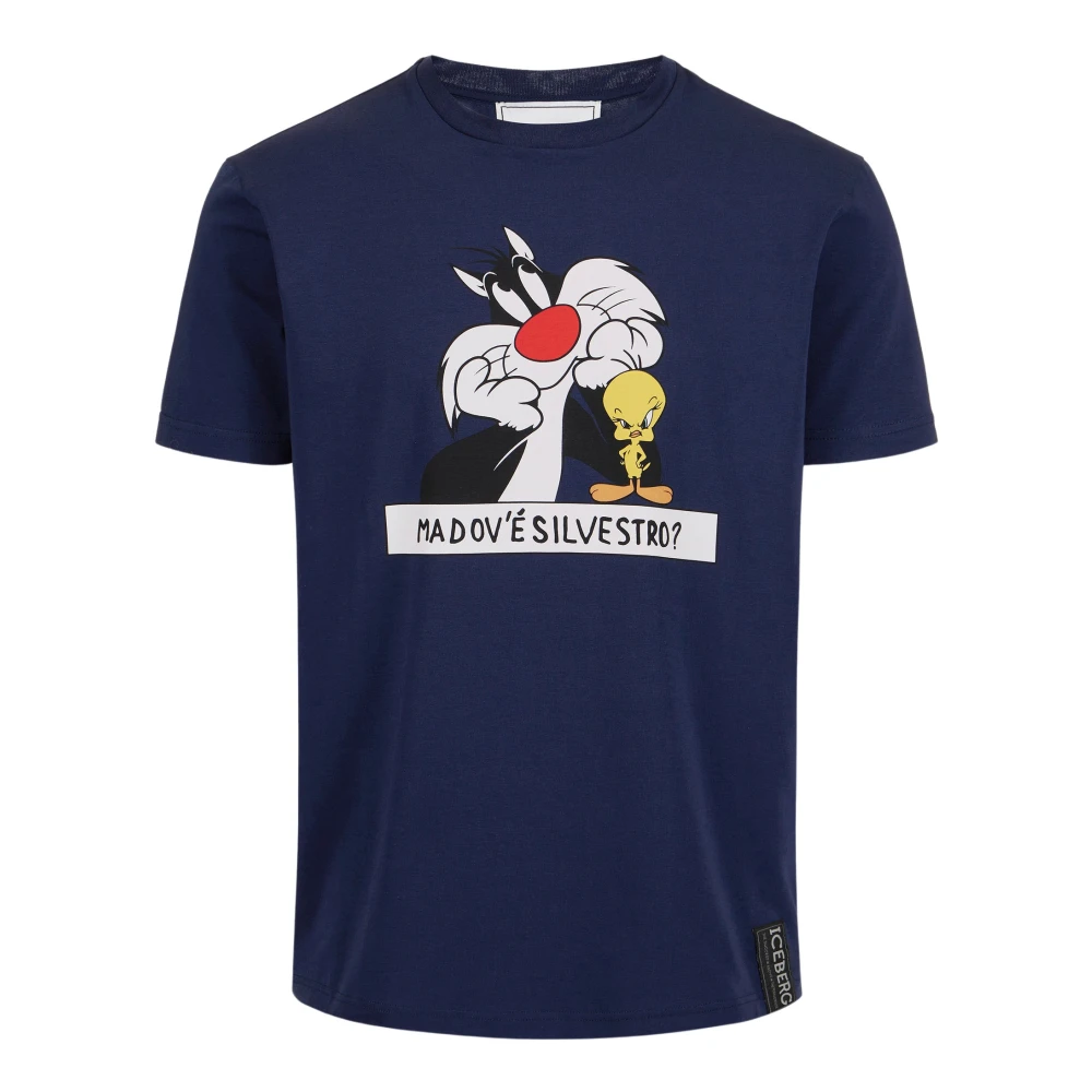 Iceberg katoenen blauw T-shirt met Looney Tunes print Blue Heren