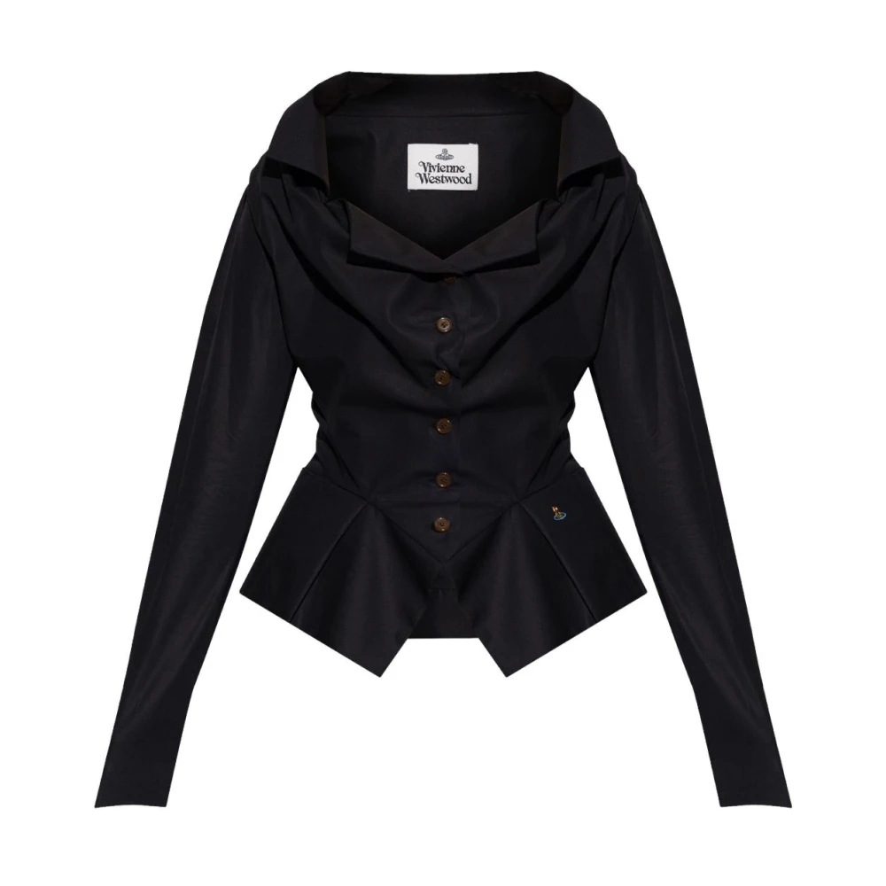 Vivienne Westwood Zwarte Top met Sweetheart Hals en Lange Mouwen Black Dames